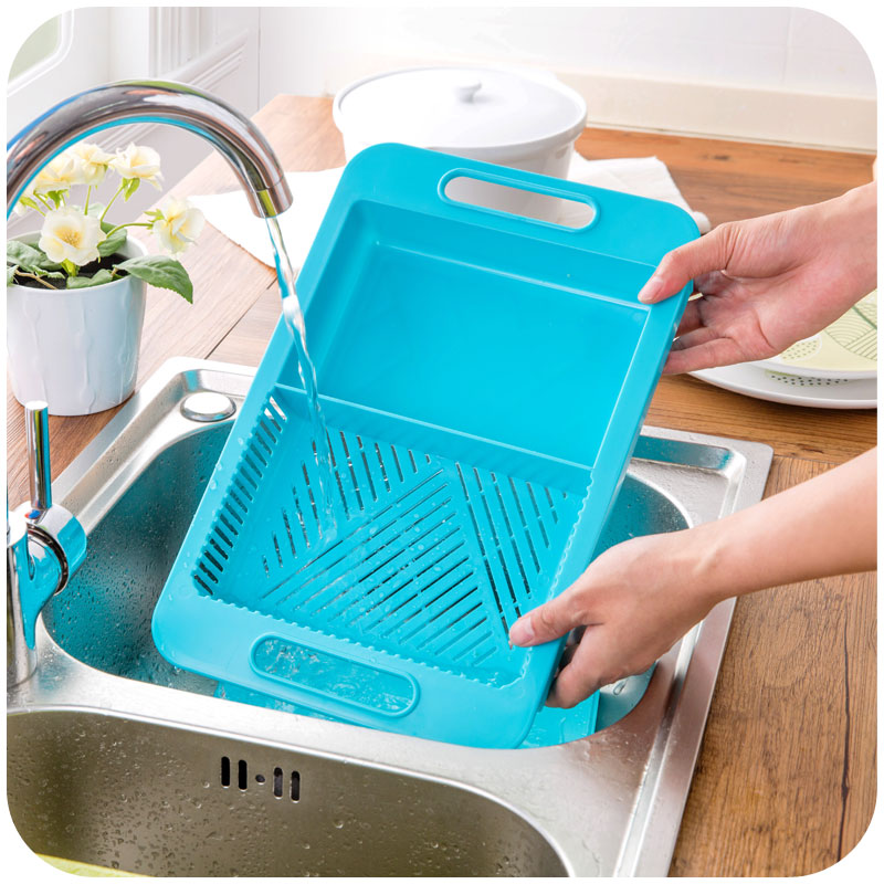 Multifunction Kitchen Cutting Board with Drain Basket & Sink – Smart Chopping Board for Vegetables, Meat & Meal Prep