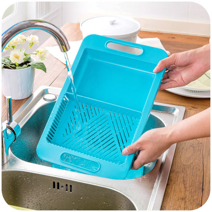 Multifunction Kitchen Cutting Board with Drain Basket & Sink – Smart Chopping Board for Vegetables, Meat & Meal Prep