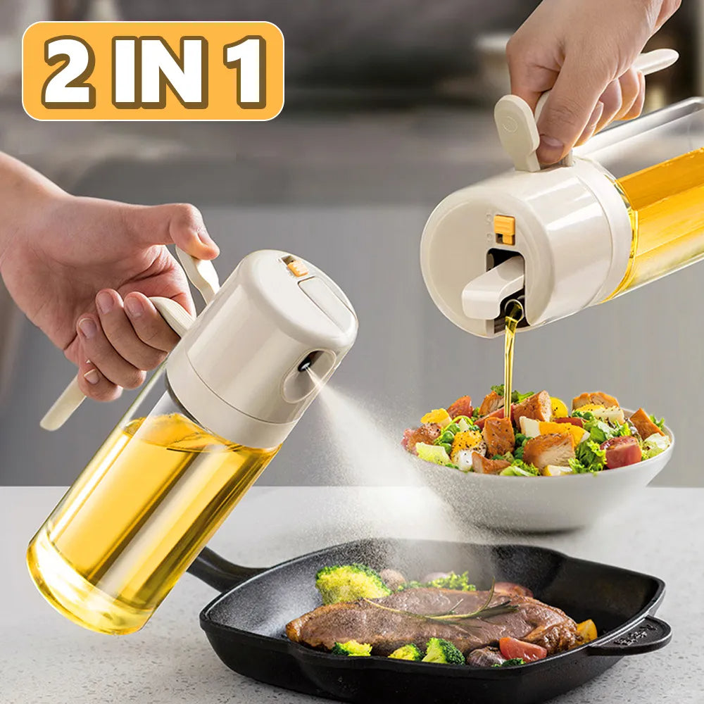 2-in-1 Oil Sprayer & Dispenser Bottle – Olive Oil Mister for Cooking, Air Fryer, BBQ & Salad