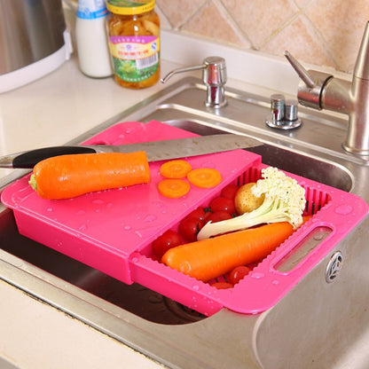 Multifunction Kitchen Cutting Board with Drain Basket & Sink – Smart Chopping Board for Vegetables, Meat & Meal Prep