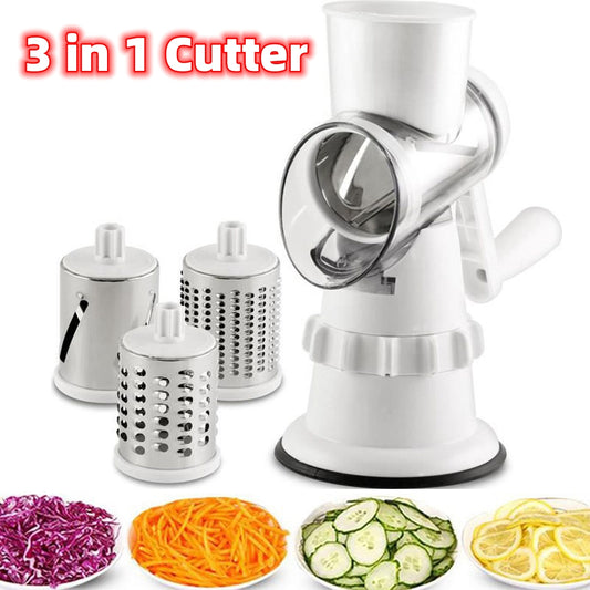 3-in-1 Manual Vegetable Slicer & Mandoline Chopper – Multifunction Grater, Shredder & Potato Cutter