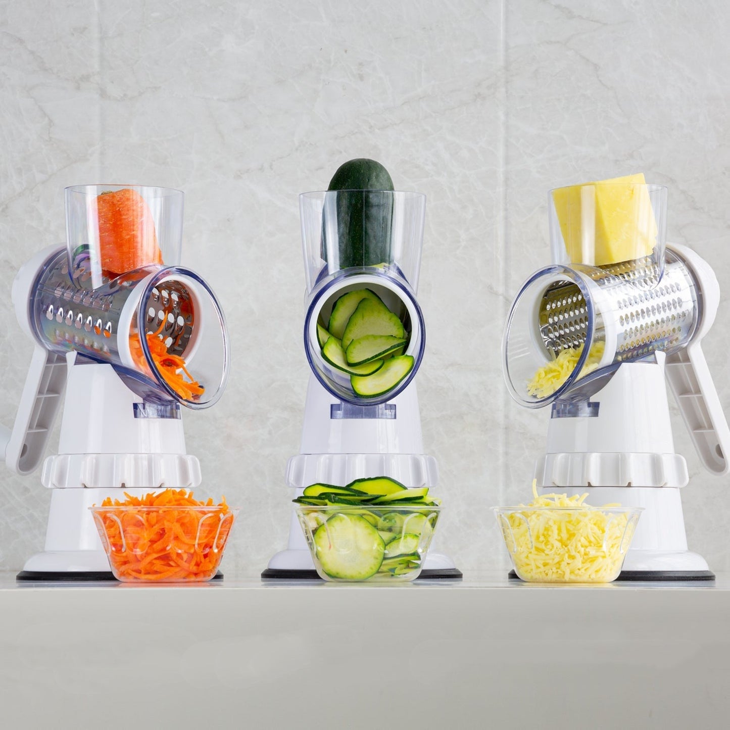 3-in-1 Manual Vegetable Slicer & Mandoline Chopper – Multifunction Grater, Shredder & Potato Cutter