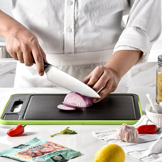 4-in-1 Defrosting Cutting Board with Knife Sharpener – Double-Sided Smart Chopping Board & Food Prep Tool
