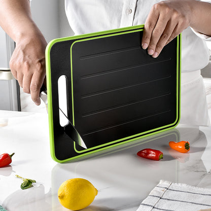 4-in-1 Defrosting Cutting Board with Knife Sharpener – Double-Sided Smart Chopping Board & Food Prep Tool
